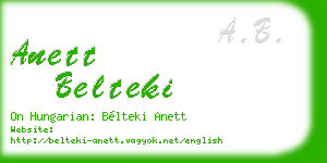 anett belteki business card